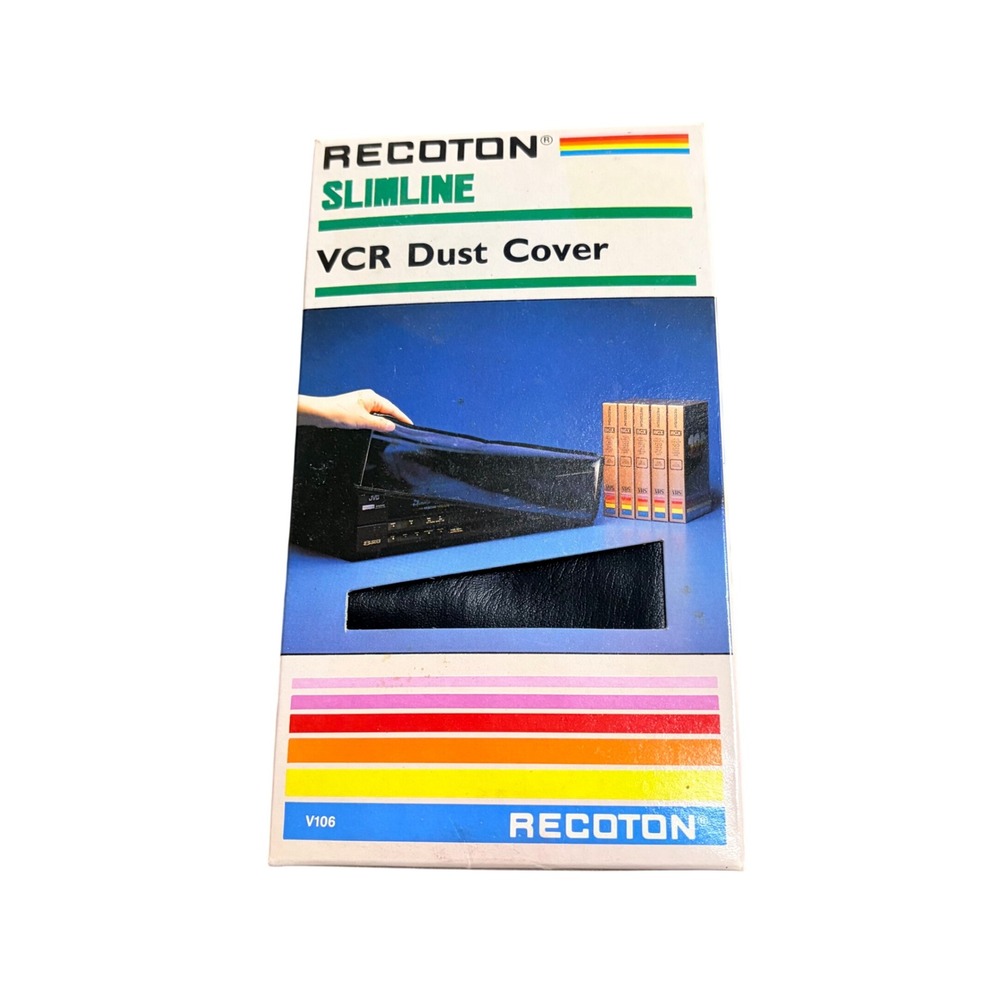 Recoton Slimline VCR Dust Cover Model V106 Vintage Black Vinyl Protector New